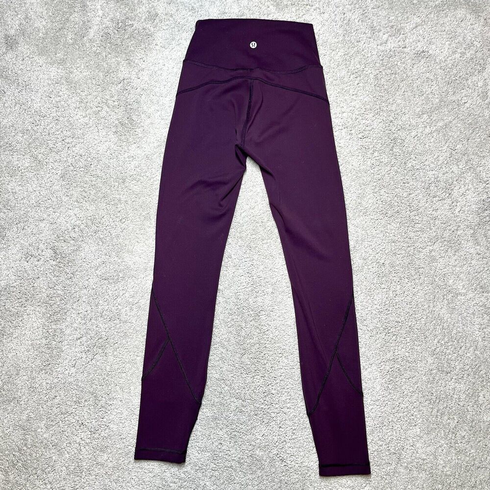 Lululemon In Movement Leggings Womens 2 Burgundy Purple 7/8 Everlux 25" LW5ANXS